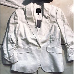 The Limited One Button White Linen Blazer